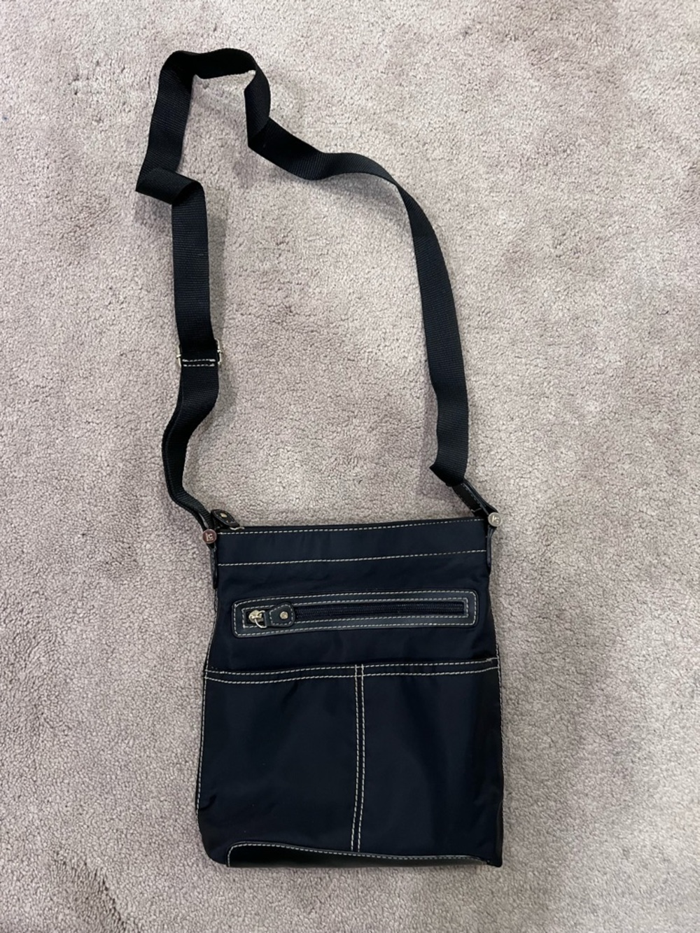 Liz Claiborne Black Crossbody Bag with Contrast Stitching